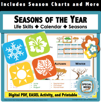Preview of Seasons Charts and Worksheets for Life Skills - Elementary Grade Level