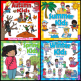 Seasons Clip Art  BUNDLE | Clipart Kids for Summer, Autumn