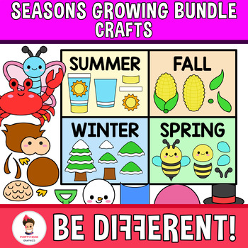 Preview of Seasonal Crafts Clipart Growing Bundle Summer Fall Winter Spring Seasons