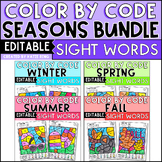 Seasons Color by Sight Word BUNDLE - Editable Practice Mor