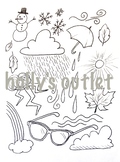 Seasons Coloring Page Clipart Editable Page Weather Fall W
