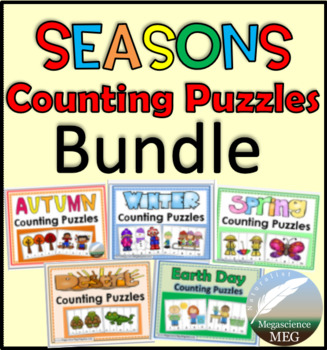 Preview of Seasons Counting Puzzles Math Bundle