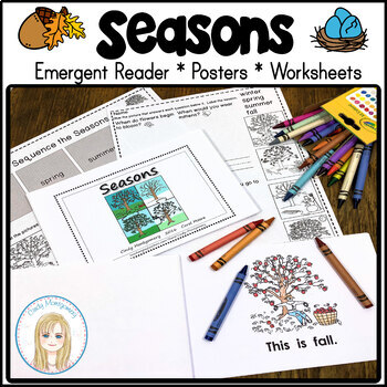 Preview of Seasons Emergent Reader with Seasons Posters, Sequencing & Inference Worksheets