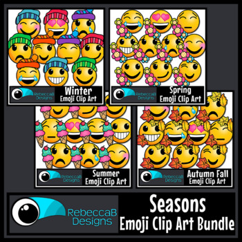 Preview of Seasons Emoji Emotions Clip Art Bundle