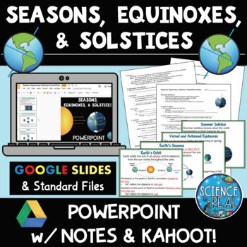 Preview of Seasons PowerPoint with Equinoxes and Solstices and Notes