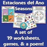 Seasons Estaciones del Año Spanish Lesson! 19 worksheets o