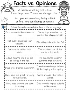 Seasons Fact and Opinion Sort by LearnersoftheWorld | TpT