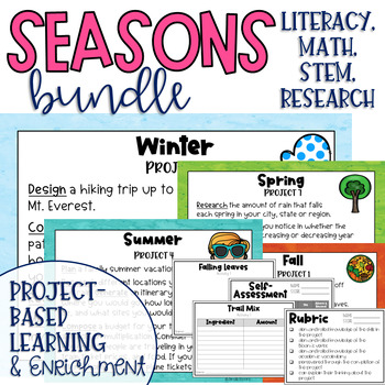 Preview of Seasons Makerspace Project Based Learning and Enrichment Task Card BUNDLE