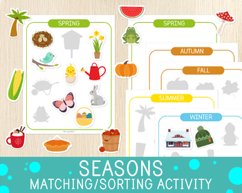 Preview of Seasons Matching Activity, Seasons Sorting Activity, Educational Game, Busy Book