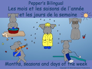 Preview of French Seasons, Months and Days of the Week with Pepper in English and French