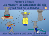 Spanish Seasons, Months and Days of the Week with Pepper in English and Spanish