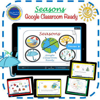 Preview of Seasons & Months of the Year Lesson & Boom Cards™ Google Classroom Ready