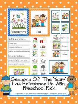 Preview of Seasons Of  The Year/ Las Estaciones Del Año Preschool Pack
