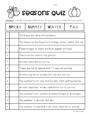 Seasons Quiz - 4 Seasons - Science - Plant & Animal Adaptations