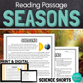 Preview of Seasons Reading Comprehension Passage PRINT and DIGITAL