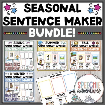 Preview of Seasons Who, What, Where Sentence Builder for Speech Language Therapy