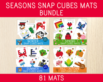 Preview of Seasons Snap Cubes Mats, Connecting Cubes, Counting Activity, Centers, No Prep