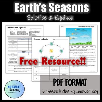 Preview of Seasons Solstice and Equinox Astronomy Science Organizer Practice Worksheet