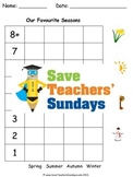 Seasons - Tally Chart and Pictograph Lesson Plan, Vocabula