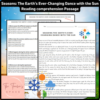 Preview of Seasons: The Earth's Ever-Changing Dance with the Sun Reading Comprehension Pa..