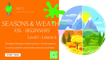 Preview of Seasons & Weather / ESL LESSON / Level I / Lesson 4 - (easy no prep lesson)