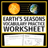 Reason for Earth's Seasons Worksheet with Vocabulary Review