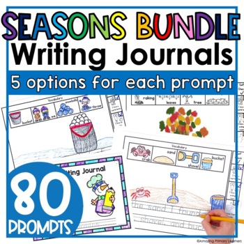 Preview of Seasons Writing Prompts with Sentence Starters Journal Bundle 
