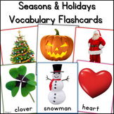 Seasons and Holidays of the Year Vocabulary Cards for Spee
