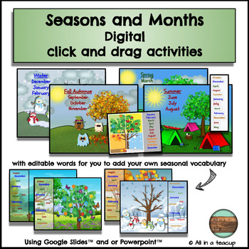 Preview of Seasons and Months Digital Activity click and drag editable vocabulary