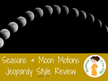 Preview of Earth and Moon Motions (Seasons) Jeopardy Style Review Game