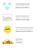 Seasons and weather tracing words with pictures. 12 words,