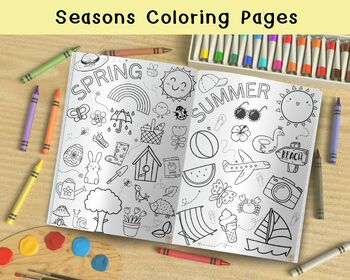 Preview of Seasons coloring pages,  Learn the seasons for kindergarten, Educational
