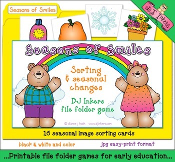 Preview of Seasons of Smiles File Folder Game - Sorting, Weather and Seasonal Changes