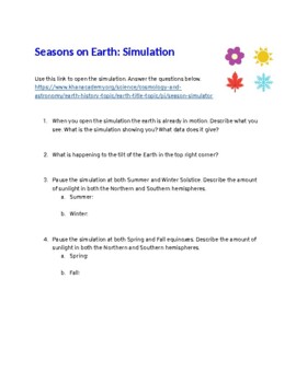 Preview of Seasons on Earth Simulation