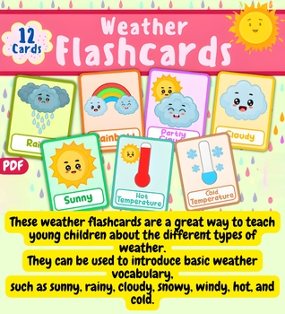 Preview of Seasons & wheather science, wheather worksheet & flashcards Climate Activities