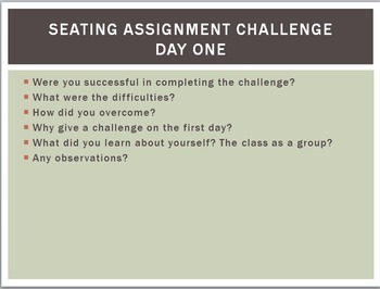 Preview of Seat Assignment Challenge - First Week of School