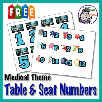 Preview of Middle School Classroom Decoration: Seat & Desk Numbers - Medical Detective