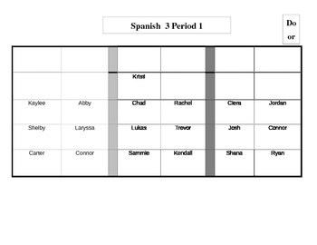 Preview of Seating CHART with Speaking/Sub Legend