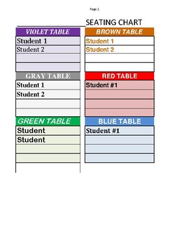 Preview of Seating Chart