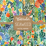 Seaweed - Watercolor Marine Plant Life Digital Paper Backgrounds