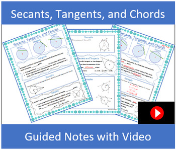 Preview of Secants, Tangents, and Chords Guided Notes with Video