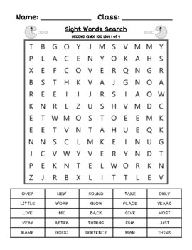 Preview of Second (2nd) 100 - 4 Frequency Sight Words Printable Word Searches w/ Keys