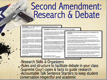 Preview of Second Amendment:  Research and Class Debate (Gr. 7-12)