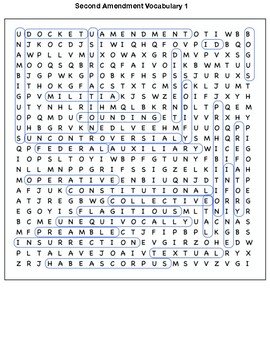 Second Amendment Vocabulary word search. by Northeast Education | TPT