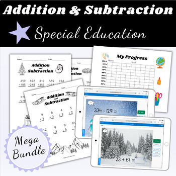 Preview of Addition & Subtraction Seasonal & Holiday Mega Bundle Special Education