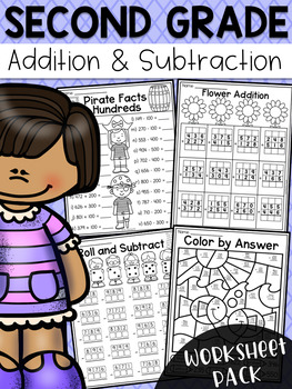 Preview of Second Grade Addition and Subtraction Worksheets - 2 Digit and 3 Digit