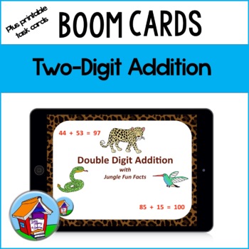 Preview of Double Digit Addition Task Cards with BOOM Card™ Option