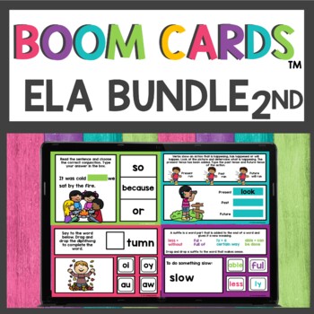 Preview of Second Grade April ELA Boom Cards™ Digital Activities