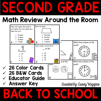 Preview of Second Grade Back to School Math Review Around the Room