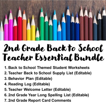 Preview of Second Grade Back to School Teacher Essential Bundle (Editable)